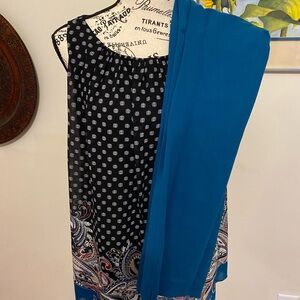 White House Black Market Black and Blue Paisley Jumpsuit